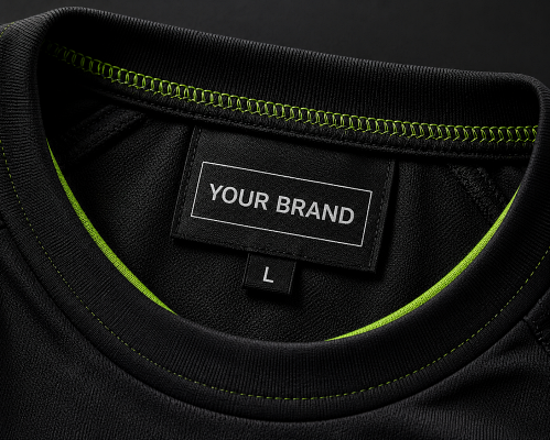 Private label neck label close-up